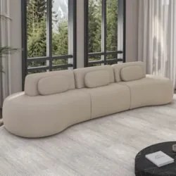 Sofá 4 Lugares 326cm Orgânico Mellanie Veludo Bege Z32 - Mpozenato