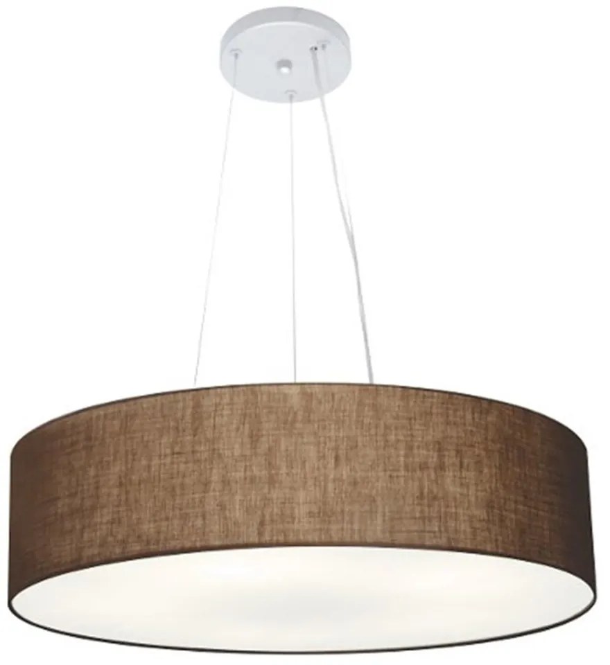 Lustre Pendente Cilíndrico Md-4136 Cúpula em Tecido 80x15cm Café - Bivolt