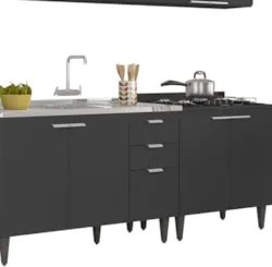 Armário de Cozinha CP05 Com Pia 120cm Pérola Z34 Preto      - Mpozenat