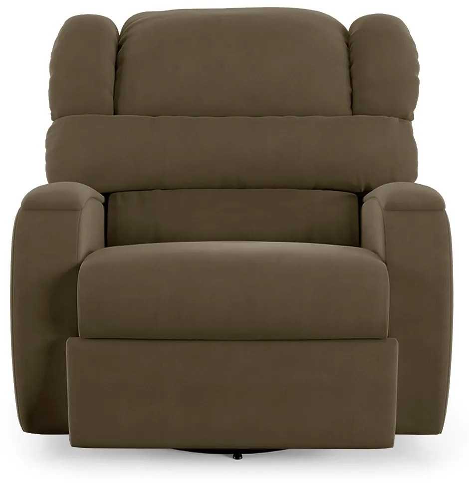 Poltrona do Papai Sala de Cinema Reclinável Kylie Glider Manual Giratória Massagem USB Veludo Capuccino G23