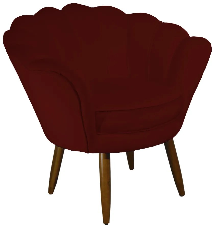 Poltrona Decorativa Pétala Pés Palito Suede Bordô - Sheep Estofados