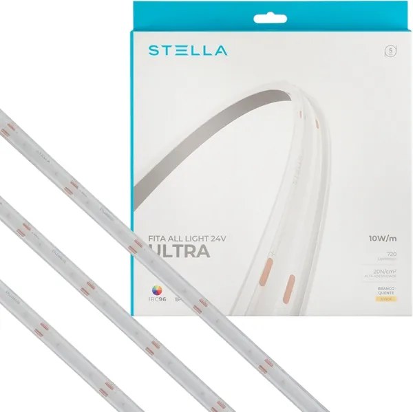 Fita De Led 10W Por Metro 24V 5M 3000K Ip67 All Light Ultra