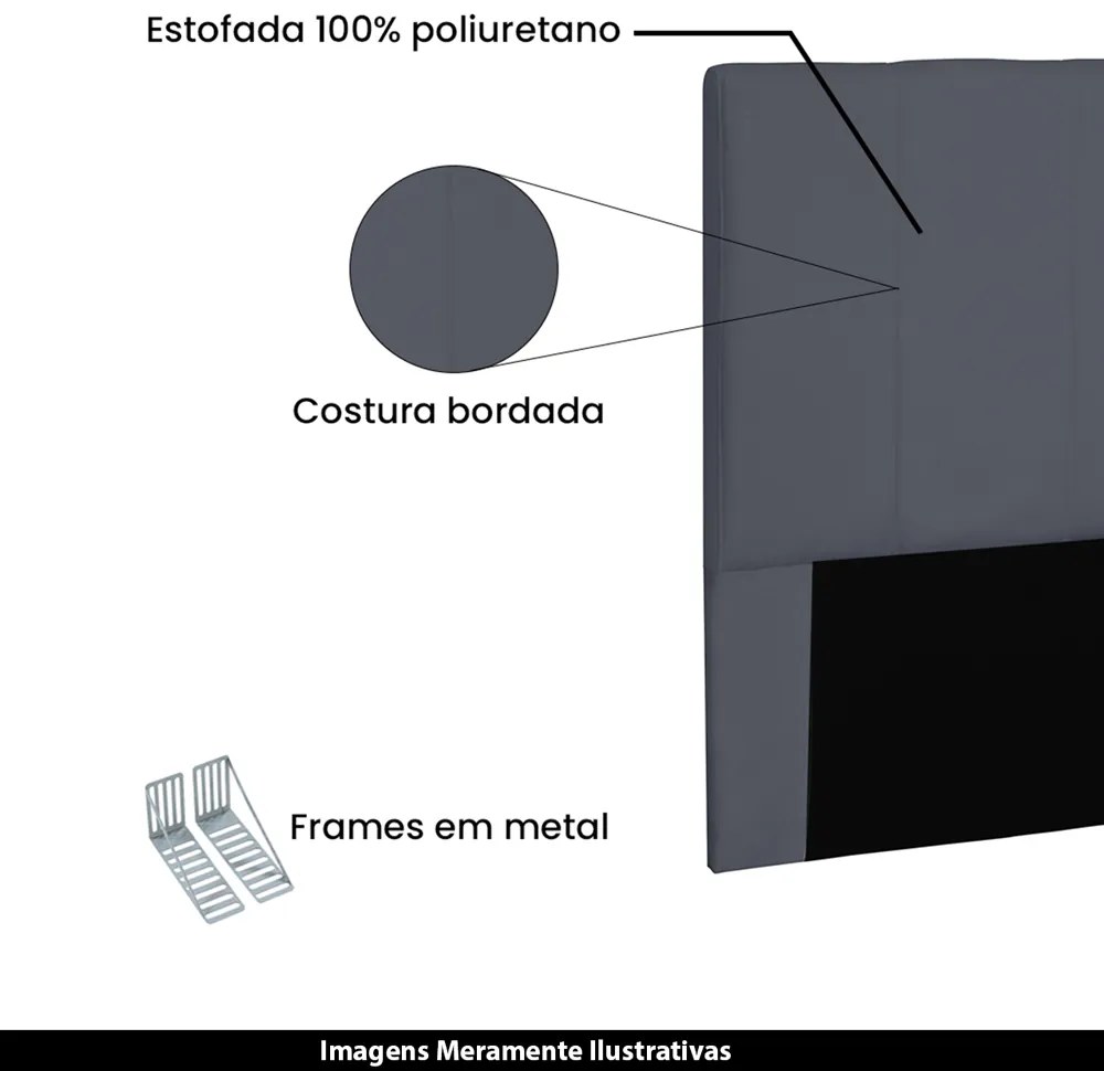 Cabeceira Decorativa Casal 1,40M Erza Suede Cinza G63 - Gran Belo