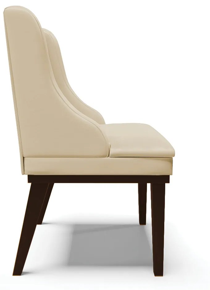 Kit 02 Cadeiras de Jantar Liz Corino Base Fixa Madeira Tabaco D03 - D'Rossi - Bege