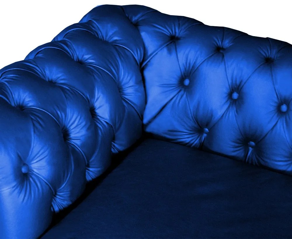 Sofá Chesterfield Recamier Divã Sofia Courino Azul Royal