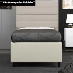 Base para Cama Box Solteiro 88x188cm Hit Z04 Sintético Bege- Mpozenato