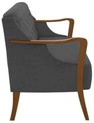Poltrona Namoradeira 2 Lugares 135cm Capitonê Lapa Z32 Linho Cinza Esc