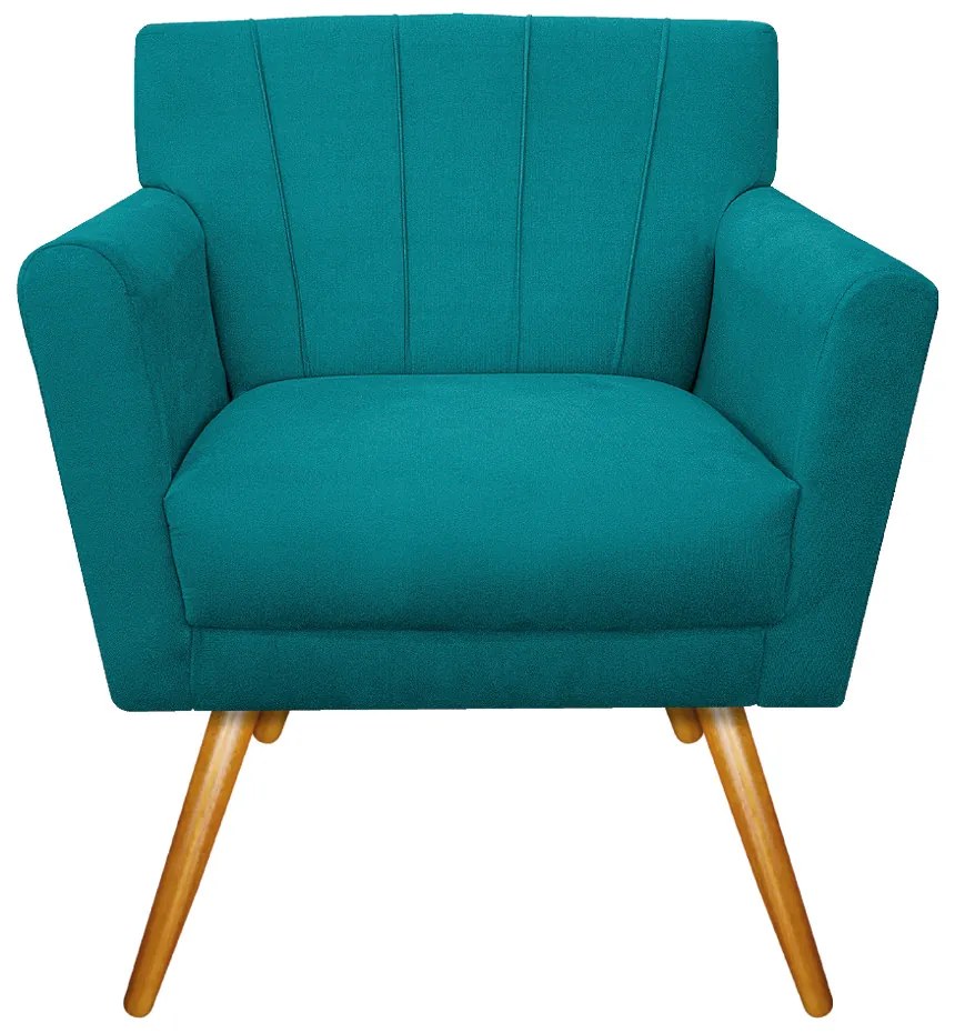 kit 02 Poltronas Laura Palito Mel Suede Azul Turquesa - ADJ Decor