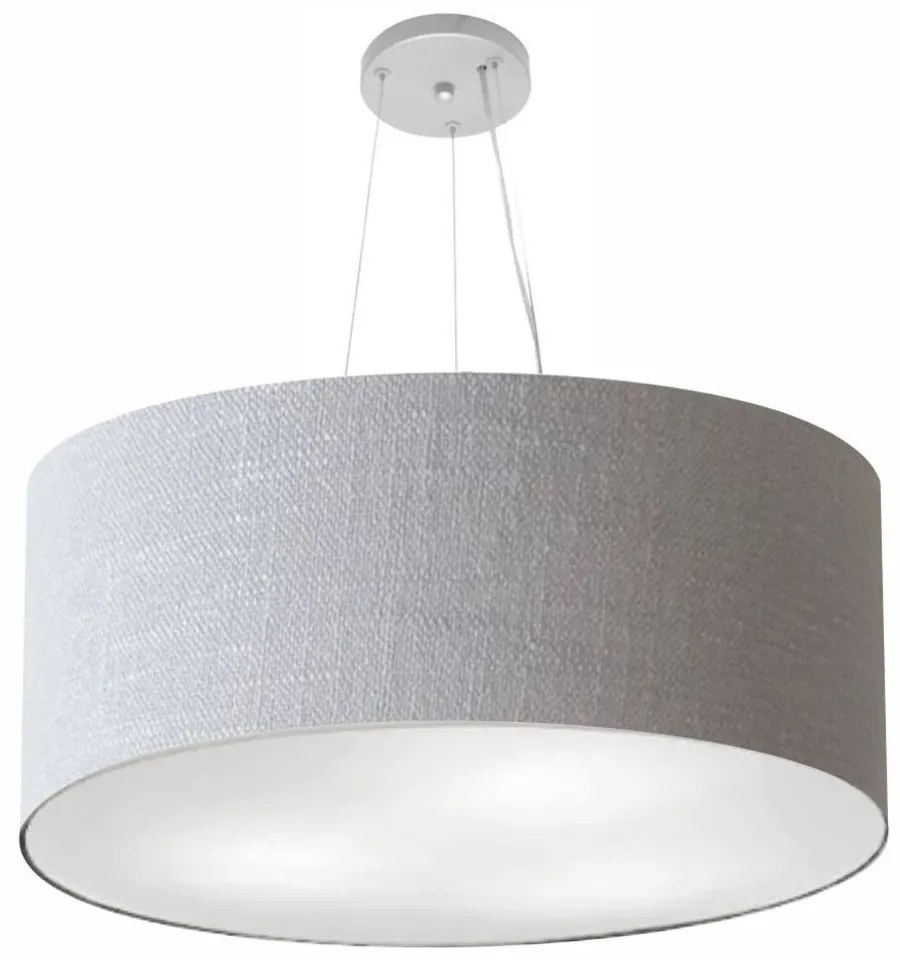 Lustre Pendente Cilíndrico Md-4074 Cúpula em Tecido 60x30cm Rustico Cinza - Bivolt