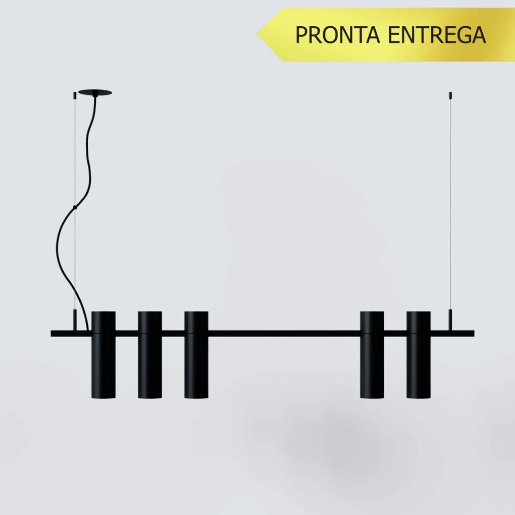 Pendente Retângular 100X5,5X20,8Cm Tubo Transpasse Assimétrico Alumíni... (CHAMPANHE)