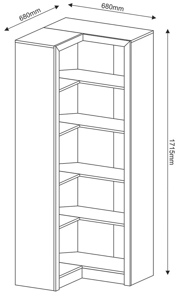 Armário Estante de Canto Alto para Escritório Home Office ME4132 MDP Nogal G69 - Gran Belo