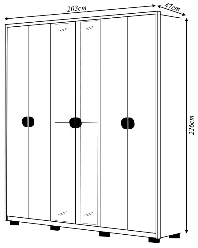 Guarda Roupa Casal Marlin 6 Portas de Bater 2 com Espelhos 4 Gavetas com Nichos MDF Nogueira/Fendi G98 - Gran Belo