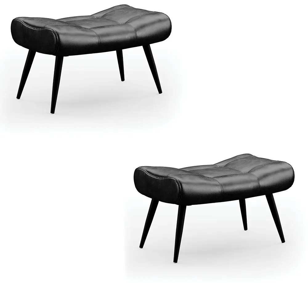 Kit 02 Puffs Sher Corano Preto Pés Palito de Ferro - D'Rossi