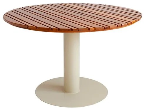 Mesa de Jantar Deck Redonda Cumaru Vermelho Base Taupe 120cm - 75510 Sun House