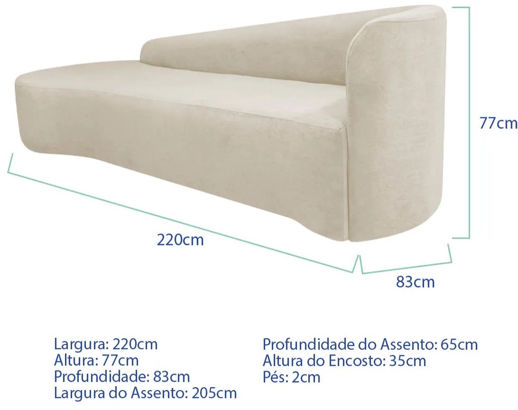 Kit Sofá Curvo França 220cm L.E e 2 Poltronas Luiza Max Conforto, Elegância e Design Moderno Bouclé