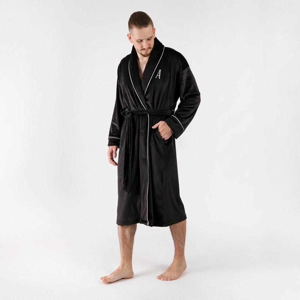 Roupão Sottile Casa Masculino Velvet Preto c/ Caixa de Presente P