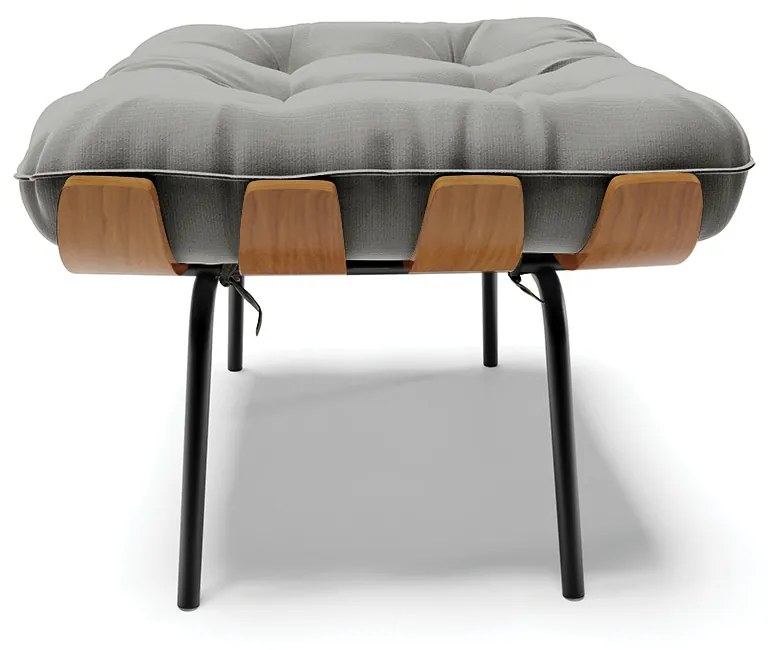 Puff Costela Suede Base Metálica Preto M11 - D'Rossi - Grafite