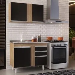 Armário Aéreo Indiana e Balcão Gabinete 100cm com Pia Inox Luziania Ca