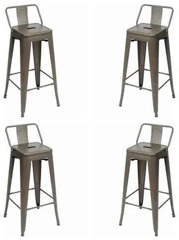 Kit 04 Banquetas Tolix com Encosto Bronze 93cm - 73455 Sun House