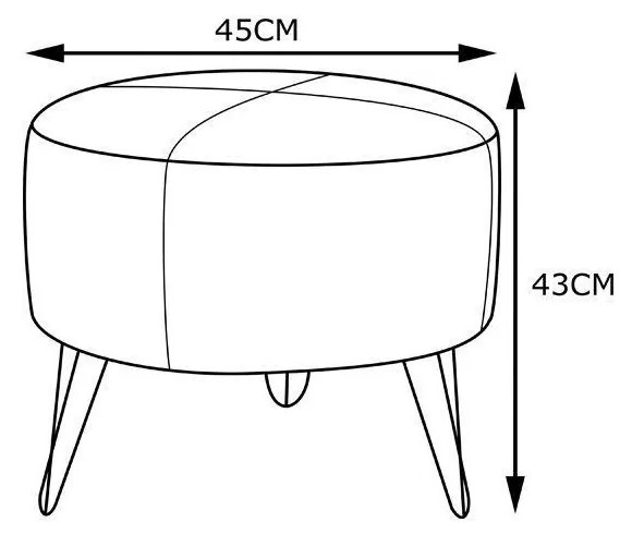 Puff Decorativo Redondo Pés Metal Couro Bege G58 - Gran Belo