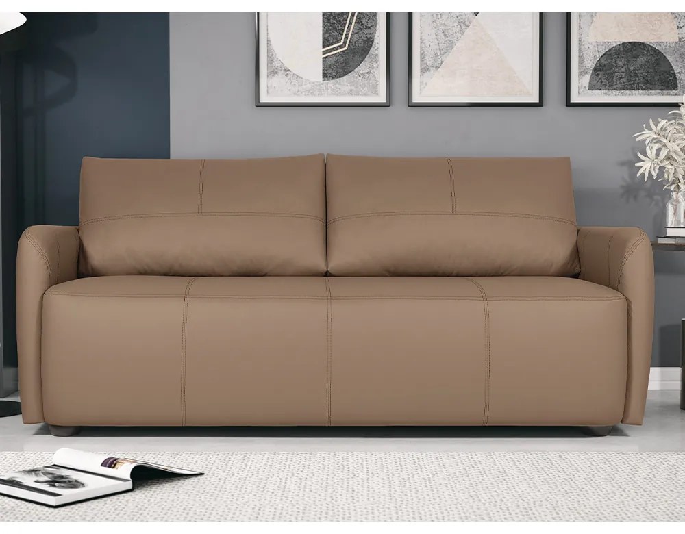 Sofá Decorativo Sala de Estar Lily 3 Lugares 240cm Couro Bege G34 - Gran Belo