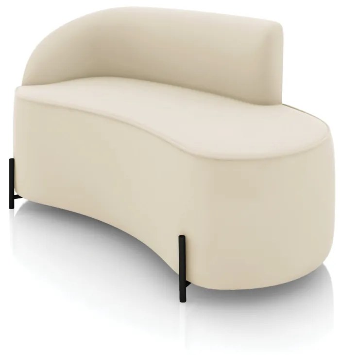 Sofá 2 Lugares Orgânico 140cm Pé Ferro Preto Morgan Veludo D03 - D'Rossi - Bege