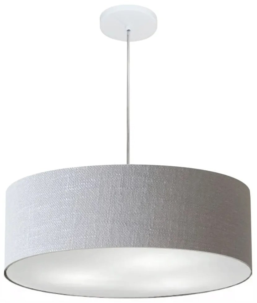 Lustre Pendente Cilíndrico Md-4217 Cúpula em Tecido 50x15cm Rustico Cinza - Bivolt