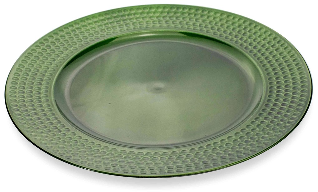 Sousplat de Plástico Verde com Relevo Lateral 33 cm - D'Rossi