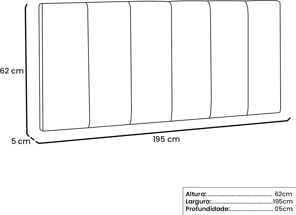 Painel Arizona Para Cama Box King 195 cm Corino S04 - D'Rossi - Branco
