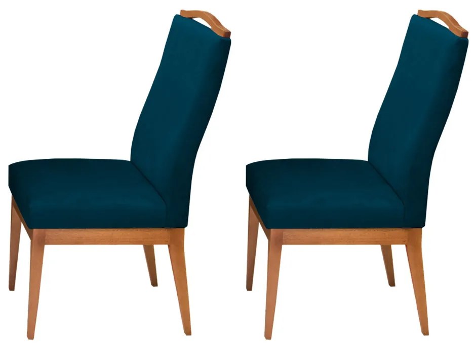 Conjunto 2 Cadeiras Decorativa Lara Veludo Azul Marinho