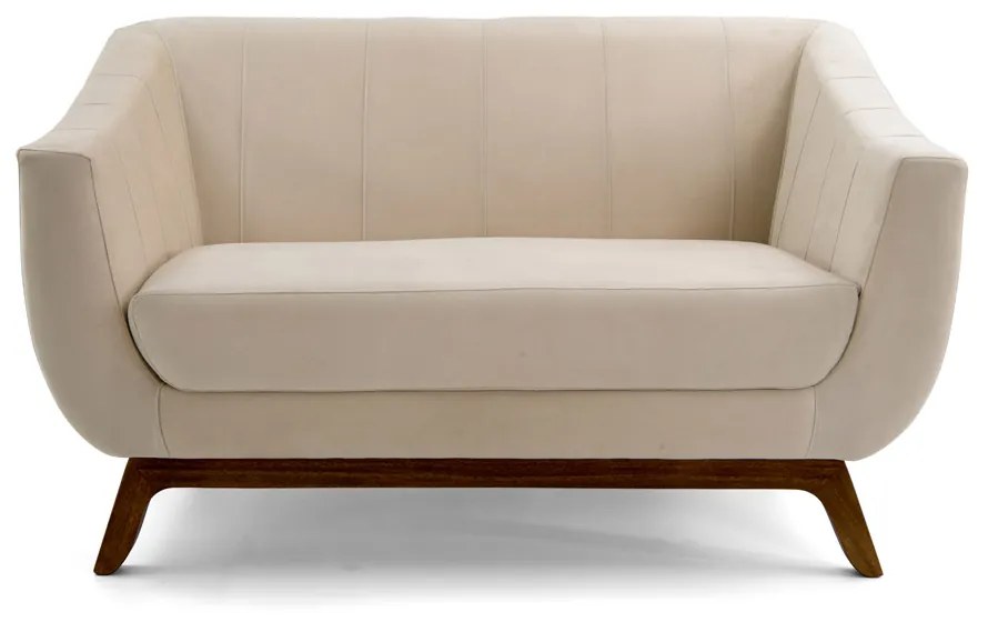Sofá 2 Lugares Odeon D07 140cm Base Madeira Veludo Creme - D'Rossi