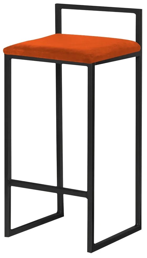 Banqueta Decorativa Jasmine Base Preto Suede Telha G41 - Gran Belo