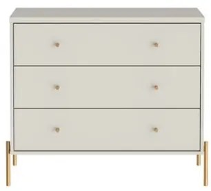 Cômoda Jasper 3 Gavetas Off White Fosco e Base Dourado - 69757 Sun House