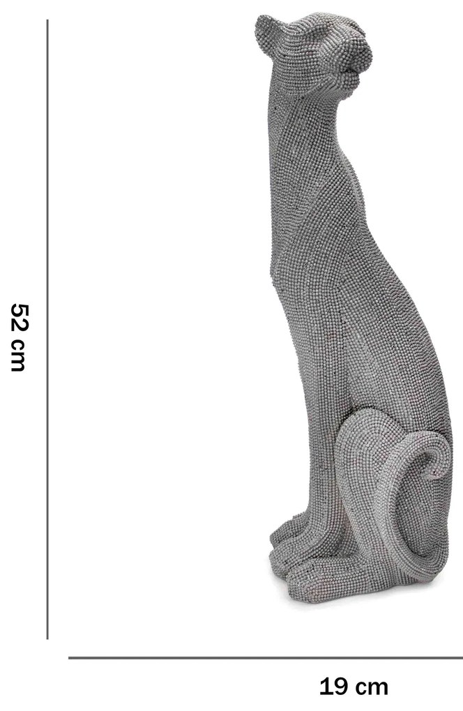 Escultura Decorativo Pantera Em Poliresina Cinza 52x19x17 Cm - D'Rossi