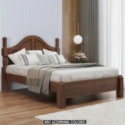 Cama Casal Clássica 140cm Pé Madeira Eduarda Café F07 - Mpozenat