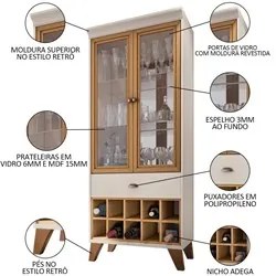 Cristaleira Adega Órfeo e Buffet Sinfonia H01 Off White/Cinamomo - Mpo