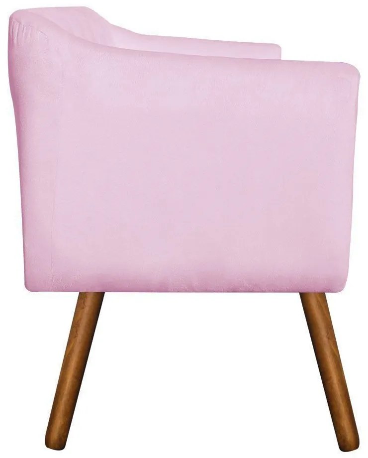 Namoradeira 02 Lugares Julia Suede Rosa Bebê com Strass Pés Palito Castanho D'Rossi