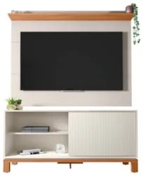 Painel Para TV 45 Pol e Rack Bancada 136cm Lucca Off/Freijó C01 - Mpoz