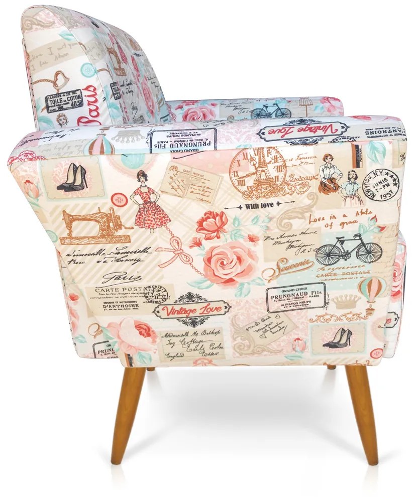 POLTRONA DORA ESTAMPADO RETRO ROSA D61 P