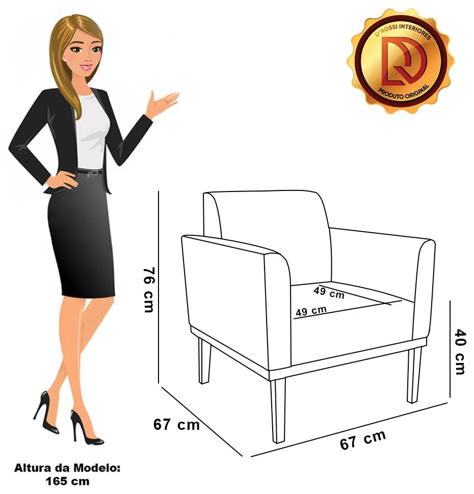 Kit 2 Poltronas Base de Madeira Fixa Preto Marisa Veludo - Rose