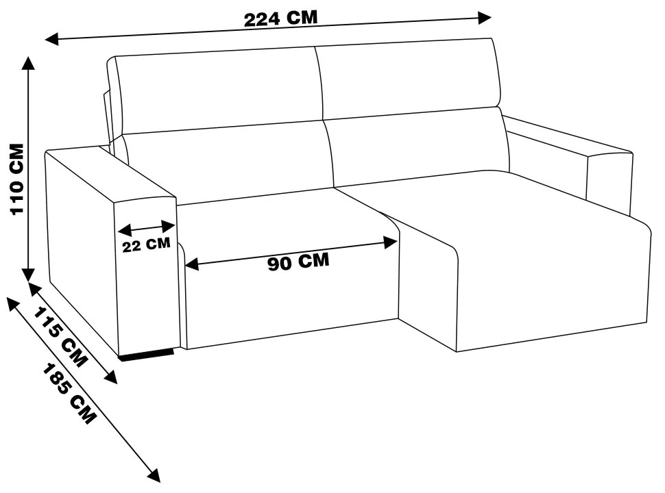 Sofá Retrátil 224cm Nero Couro Marrom - Gran Belo