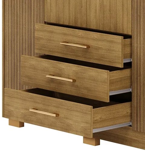 Guarda Roupa Espanha 4 Portas e 3 Gavetas Nature/Brisa - Vila Rica Móveis
