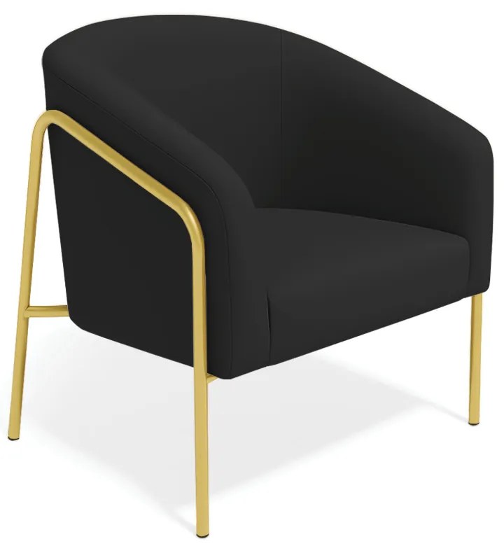 Poltrona Sala Industrial Alta Dourado Stella Veludo D03 - D'Rossi - Preto