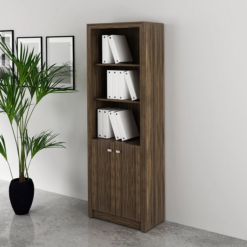 Armário Estante Alto para Escritório Home Office ME4110 MDP Nogal G69 - Gran Belo