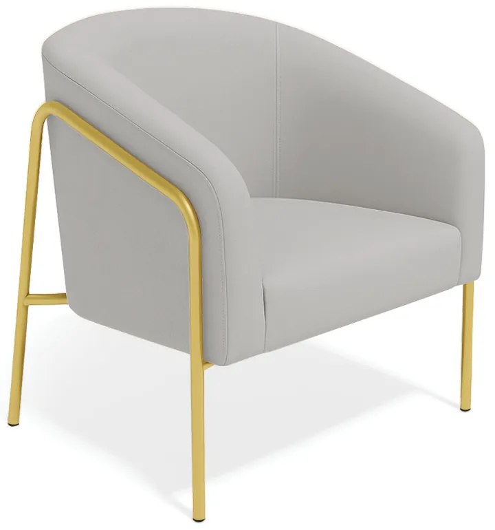 Poltrona Sala Industrial Alta Dourado Stella Suede D03 - D'Rossi - Cinza