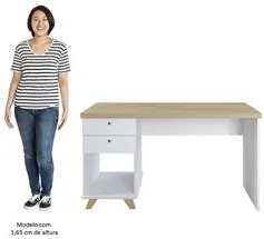 Conjunto Escritório Home Office 3 Peças Elai A06 Olmo/Branco - Mpozena