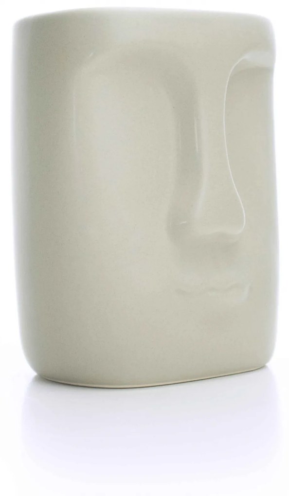 Cachepot Decorativo em Cerâmica Rosto Cinza 17x14 cm - D'Rossi