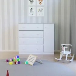 Cômoda Infantil 01 Porta e 04 Gavetas Serena Z39 Branco - Mpozenato