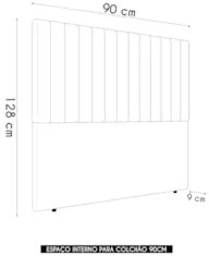 Cabeceira Cama Box Solteiro 90cm Estofada Plutus Linho Mescla Z04 - Mp