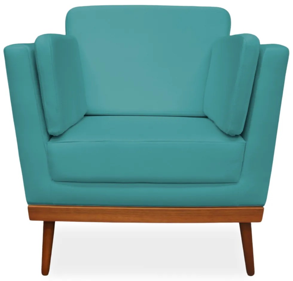 Poltrona Decorativa Siena Veludo Azul Tiffany